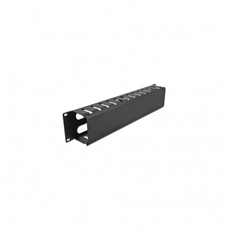 19" Kabelmanagement Rangierpanel mit 4 Öffnungen (schwarz, 2 HE)