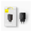 Baseus Compact fast charger 2x USB / USB Type C 30W 3A Power Delivery Quick Charge black (CCXJ-E01)