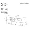 ALMERA TV-kapp 180.5x42x52.5 pähkel/kasmiir + must kamin