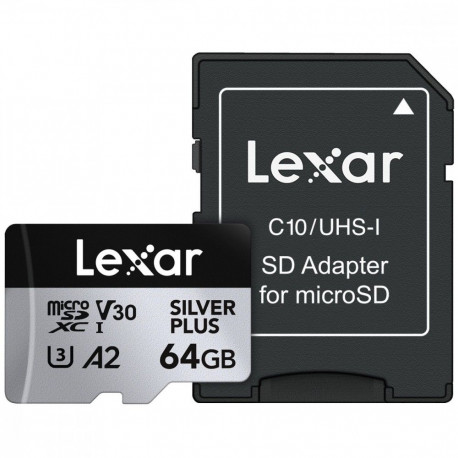 Memory card microSD 64GB C10 A2 U3 V30 205/100MB/s Silver Plus