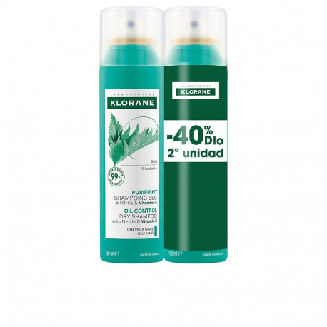 Klorane kuivšampoon A la Ortiga rasueritust reguleeriv rasustele juustele 2x150ml