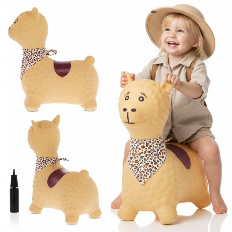 Alpaka kummist hüppeloom lastele 55cm bandaaniga ja pumbaga, beež