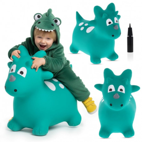Skoczek gumowy dla dzieci DINO 59 cm zielony do skakania z pompką