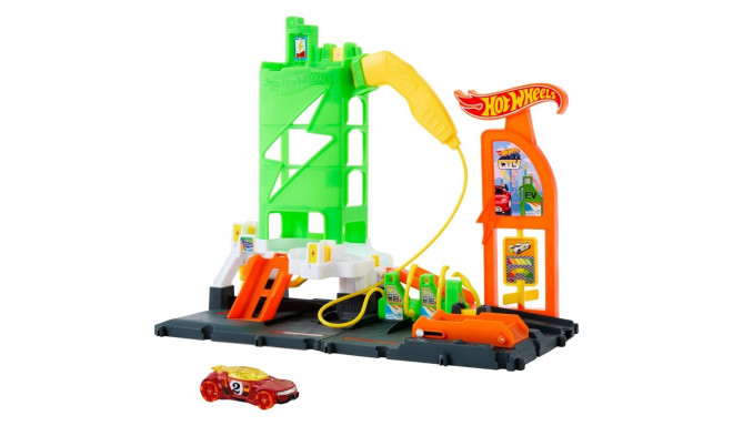 Vehicle & Track Set - Mattel Hot Wheels City Super Car Charging Station 1:64 Ages 4+