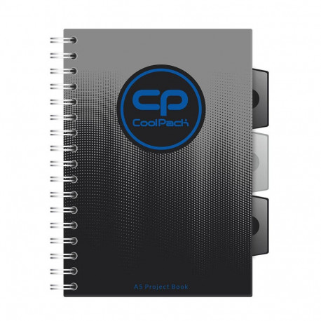 Kaustik spiraalköites A5 COOLPACK ruuduline plastkaaned 200 lehte must