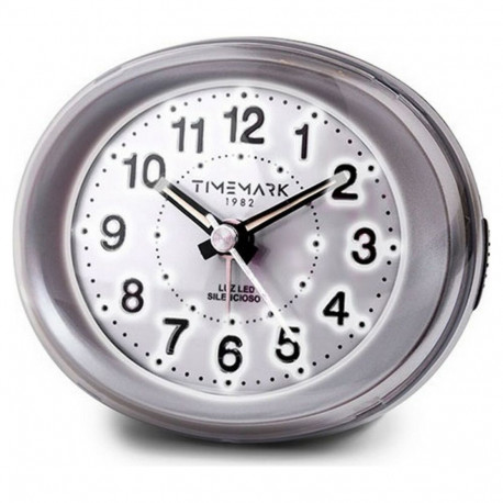 Analogue Alarm Clock Timemark Silver LED Light Silent Snooze Night mode 9 x 9 x 5,5 cm (9 x 9 x 5,5 