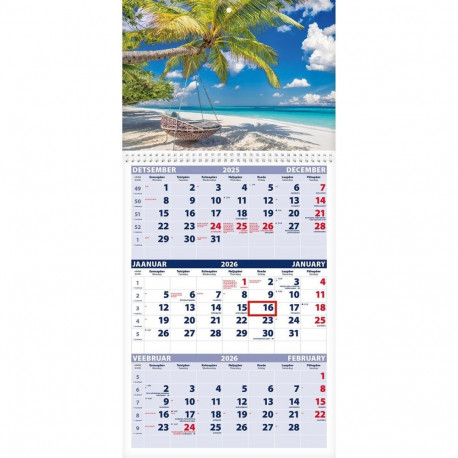 Seinakalender TRIO, PILT nr. 13, avatud mõõt 297*630 mm 2026a.