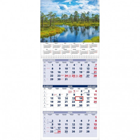 Seinakalender TRIO, PILT nr. 3, avatud mõõt 297*630mm 2026a.