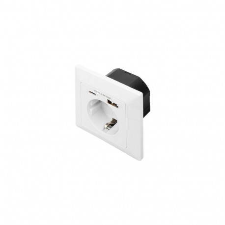 Digitus Safety Plug for Flush Mounting with 1 x USB Type-C, 1 x USB A