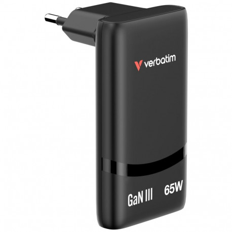 Verbatim GaN-laadija Fold n Go 32354 65W 2xUSB C kokkupandav, must