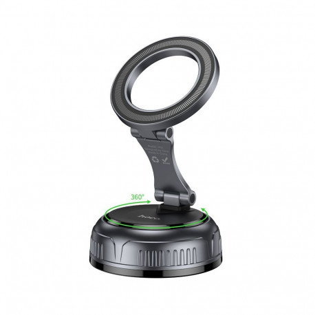 Car holder magnetic Hoco with adjustable suction cum H92 black metal gray