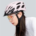 Rockbros Bike Helmet with Visor, Detachable UV Goggles, Detachable Visor, Unisex - Pink