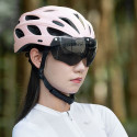Rockbros Bike Helmet with Visor, Detachable UV Goggles, Detachable Visor, Unisex - Pink