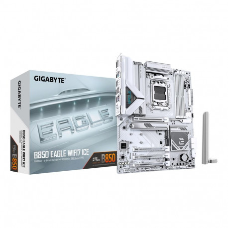GIGABYTE B850 EAGLE WIFI7 ICE Motherboard - AMD Ryzen 9000 Series CPUs, 8+2+2 Phases Digital VRM, up