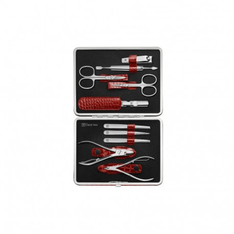 Zwilling Classic Inox Manicure Set – Leather Case, 10 Pieces - Red
