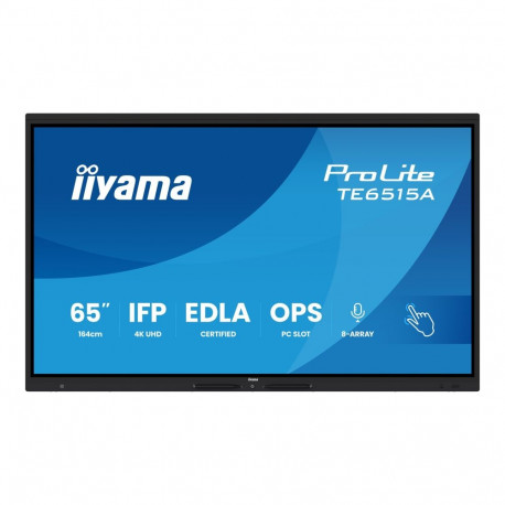 IIYAMA TE6515A-B1AG 65-tolline stiilne IFP iiWare21E 3840x2160 UHD IPS Android 14 16/128GB 2xHDMI DP