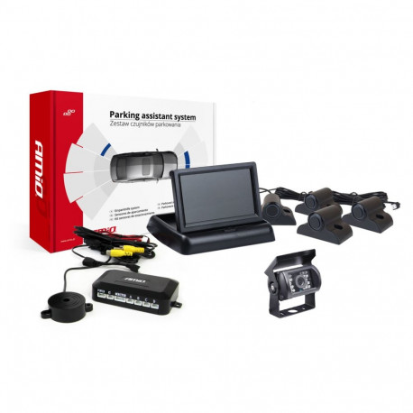 Zestaw czujników parkimise tft02 4,3" kaameraga hd-501-ir 4 mustad andurid veok