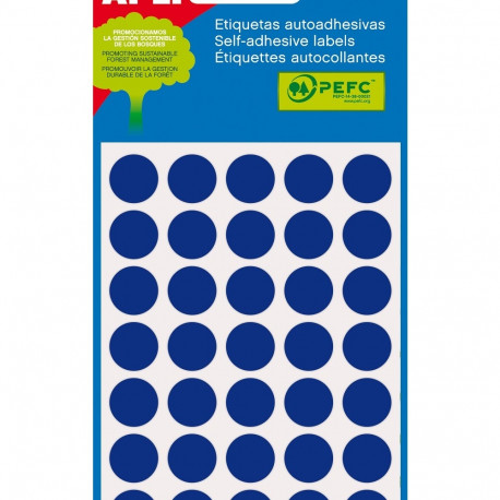 Etikett iseliimuv APLI ümar 13mm, sinine, 175tk/pk, Ref.02056, markeerimispunkt