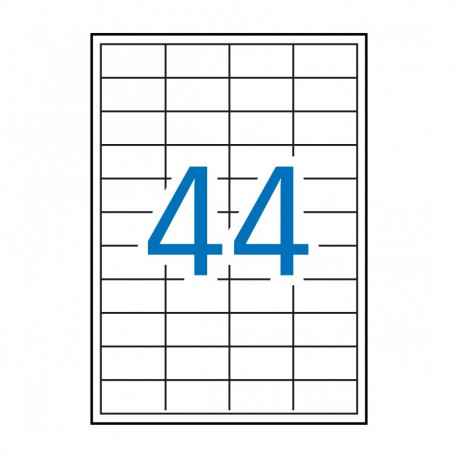 Etikett iseliimuv APLI 48,5x25,4mm, 44 tk A4 lehel, 100l/pk, Ref.01285