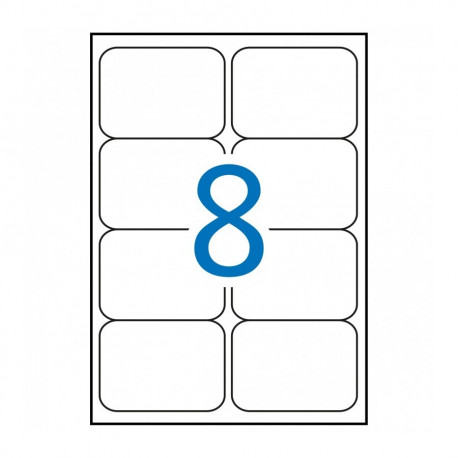 Etikett iseliimuv APLI 99,1x67,7mm, ümarnurk , 8 tk A4 lehel, 100l/pk, Ref.02420
