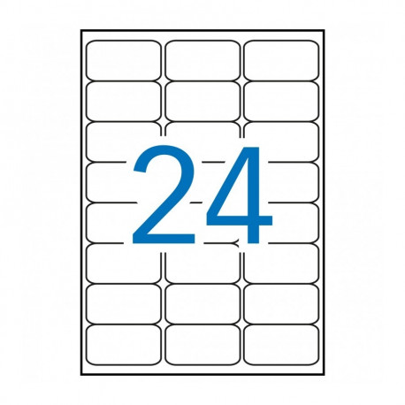 Etikett iseliimuv APLI 64x33,9mm, ümarnurk, 24 tk A4 lehel,100l/pk, Ref.02409