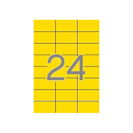 Etikett iseliimuv APLI 70x37mm kollane, 24 tk A4 lehel, 20l/pk, Ref.01591