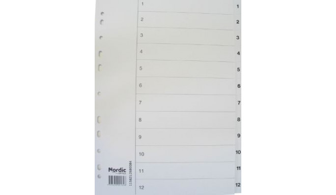 Registrilehed A4 1-12 plast Nordic Office