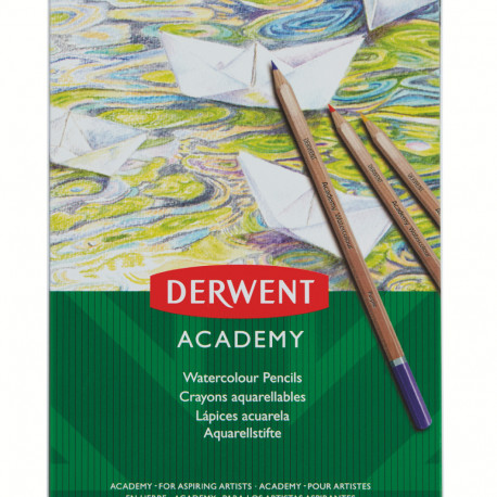 Akvarellpliiats Derwent Academy 12tk. metallkarbis