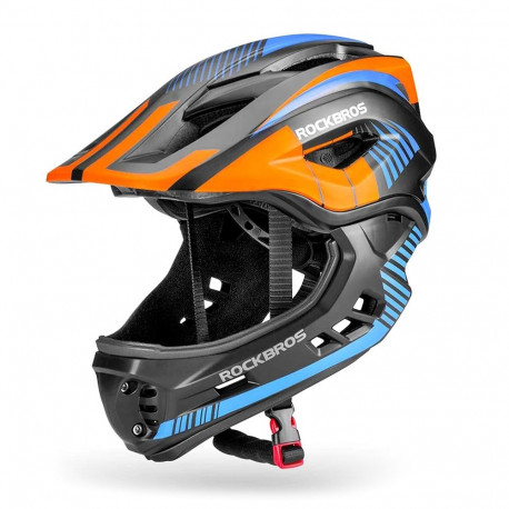 Rockbros TT-32SOBL-S Children's Bike Helmet with Detachable Chin Size S - Black and Orange