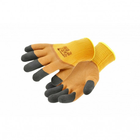 Hogert HT5K769-9 latex coated gloves, size 9, corrugated latex, polyester, 10 gauge, EN 388:2016 (11