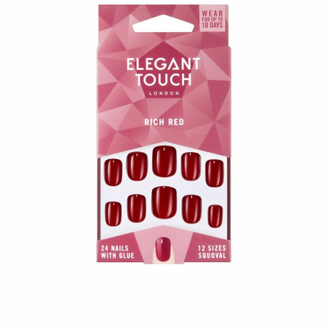 Elegant Touch Polished Colour kunstküüned liimiga squoval, #rich red