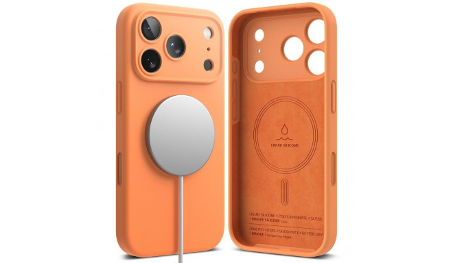 Kaitseümbris Silicone Magnetic, Apple iPhone 17 Pro, oranž, MagSafe ühilduv, Ringke