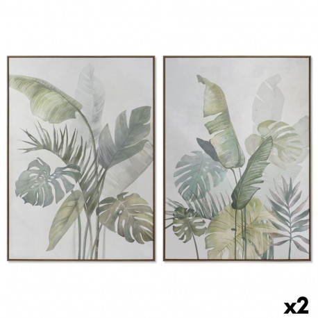 Canvas DKD Home Decor White Green Palms Tropical 100 x 4 x 140 cm (2 Units)