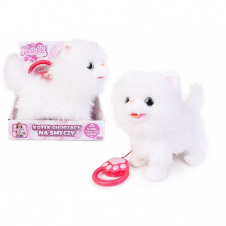 Interaktiivne valge kass jalutusrihmaga mänguasi