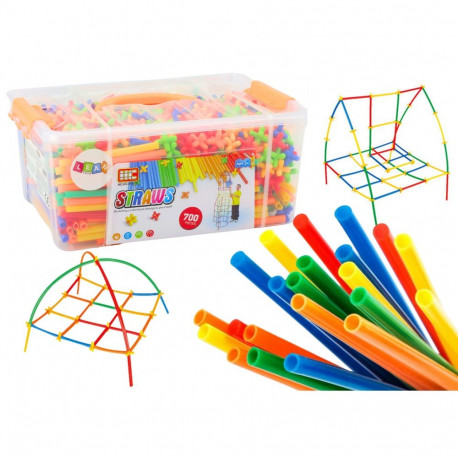 Zestaw Słomek Do Konstrukcji 3D W Pudełku Kolorowe 800 El
