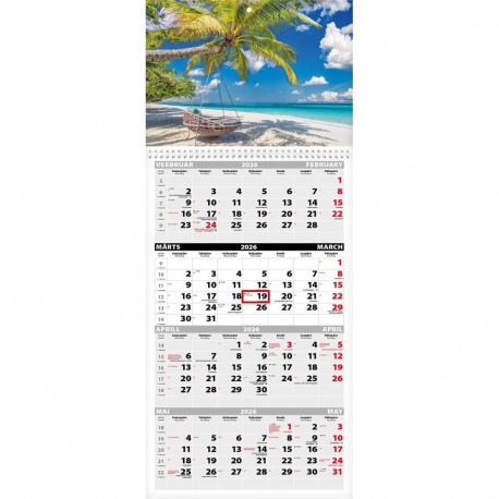 Seinakalender Quattro pilt nr. 13 (avatud mõõt 297x760mm) 2026a.