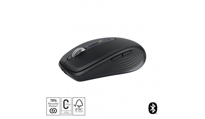 Logitech MX Anywhere 3S Mouse - RF Wireless + Bluetooth, Laser, 8000 DPI, Graphite
