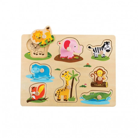 WOODEN GAME SAFARI PEG PUZZLE