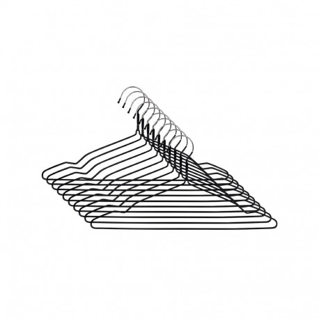 PVC kaetud riidepuu LSMD074 must 10 tk