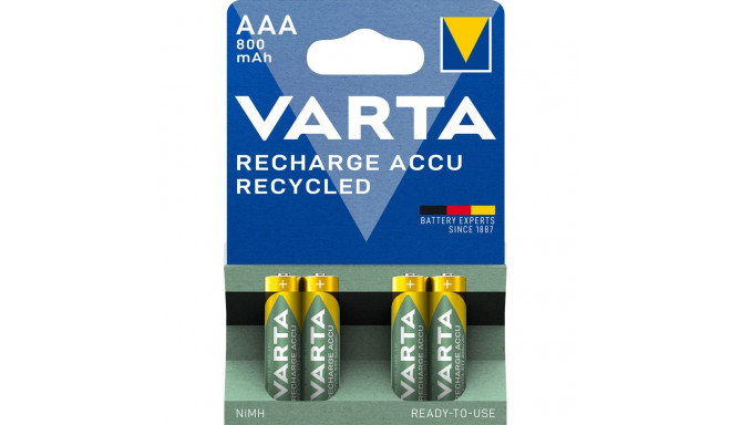 1x4 Varta RECHARGE ACCU Recycled 800 mAH AAA Micro NiMH