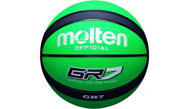 Basketball GR7-GK, rubber, grippy, 12 panels, green/black, TM Molten