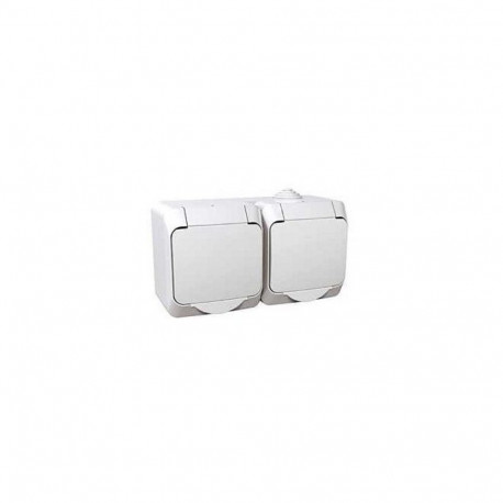 SOCKET DOUBLE IP44 WHITE CEDAR+