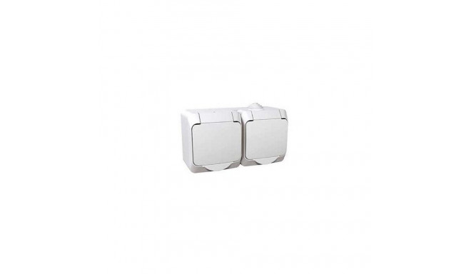 SOCKET DOUBLE IP44 WHITE CEDAR+
