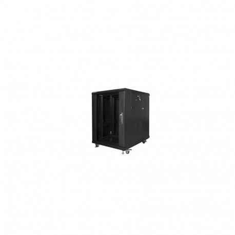 RACK CABINET 19" FREE-STANDING 15U/600X800 (FLAT PACK) WITH GLASS DOOR BLACK LANBERG