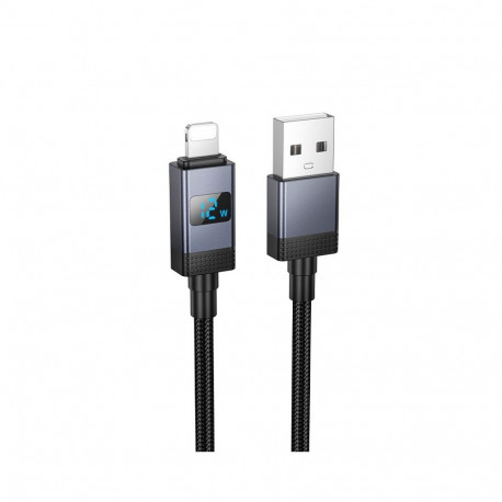 Cable USB A to Lightning Hoco 2,4A with display 1 m X118 black