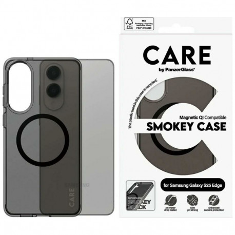 CARE by PanzerGlass Flagship Urban Combat Black QI Case for Samsung Galaxy S25 Edge - Semi-transpare