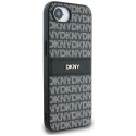 DKNY Repeat Texture Pattern with Tonal Stripe case for iPhone 16e - black