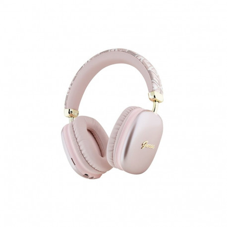 Guess GCube Metallic Script Logo Headphones - Pink