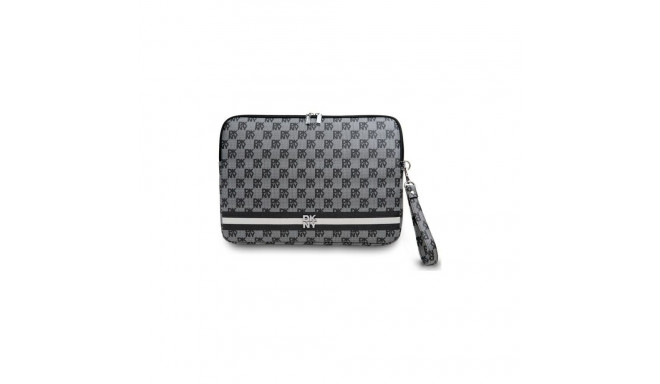 DKNY Sleeve Checkered Pattern Printed Stripes 14" Laptop Case - Black