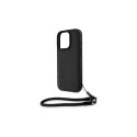 BMW Signature Leather Wordmark Cord Case for iPhone 16 Pro Max - Black